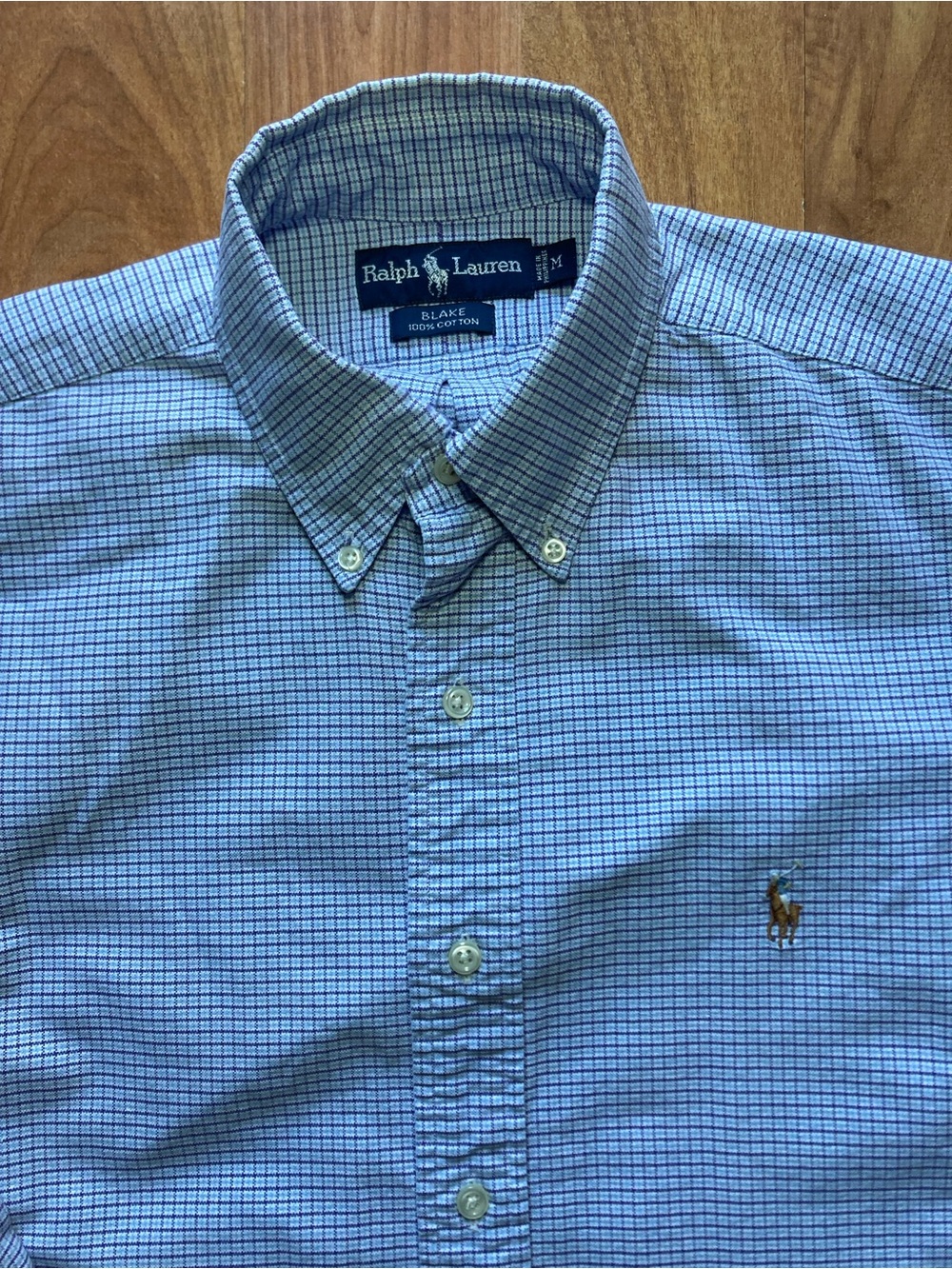 Ralph Lauren Blake Cotton Flesh Pony Blue Purple Check Long Sleeve Mens M Shirt